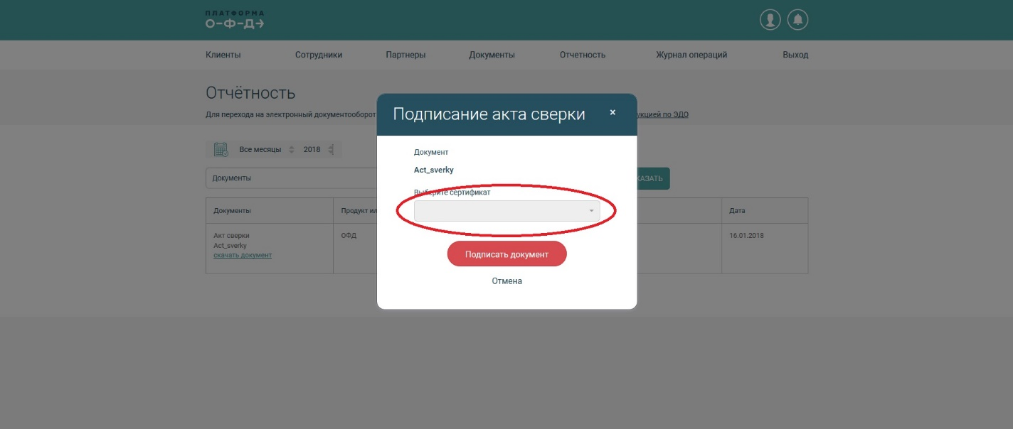 Работа в разделе отчётность